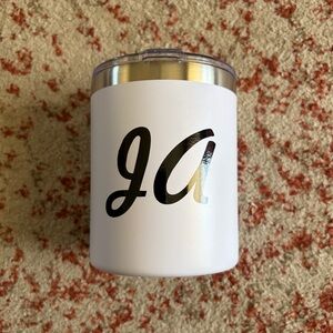 White Wine Tumbler with Black JA Initials